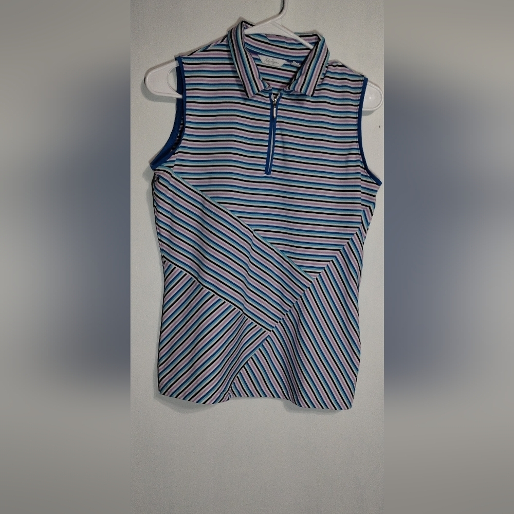 Lady Hagen Multicolor Striped Wrap Front Dry-fit Golf Tank Top Small